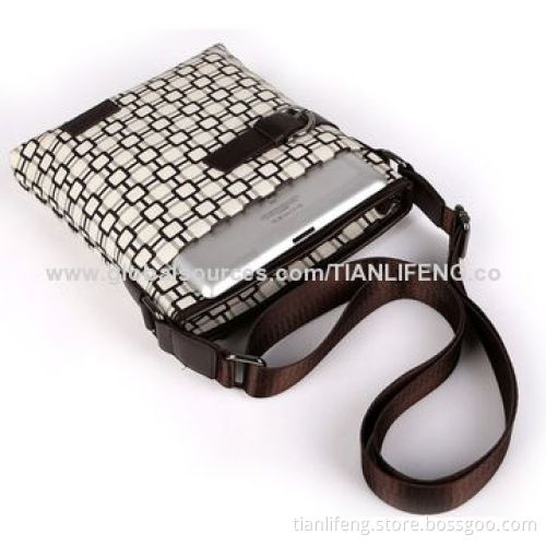PU messenger travel shoulder bag for men, geometric pattern